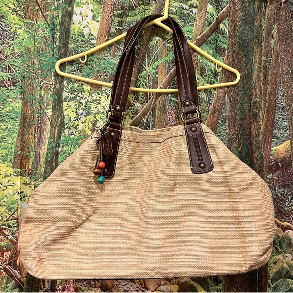 Fossil Burlap Tan Cream Purse handbag - Picture 1 of 12